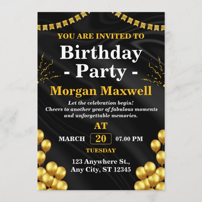 Stylish Birthday Party Card - CUSTOMIZABLE CARD (Front)