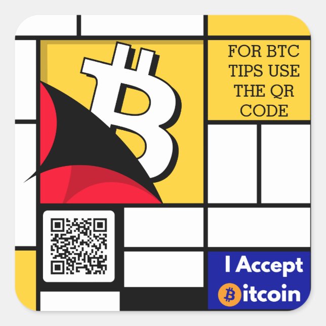 Stylish Bitcoin - Btc crypto  Square Sticker (Front)