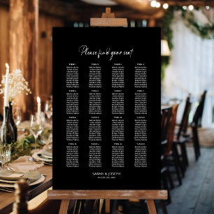 Stylish Black 16 Table Wedding Seating Chart