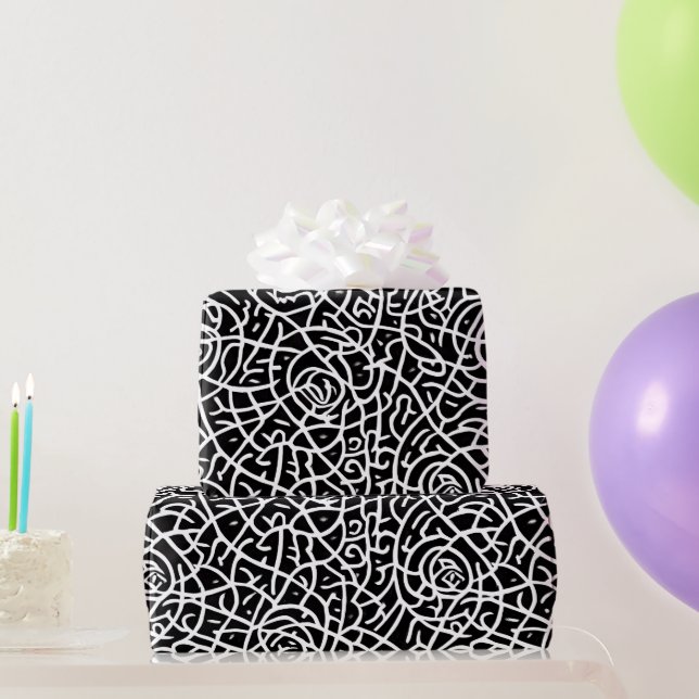 stylish black abstract modern wrapping paper (Party Gifts)