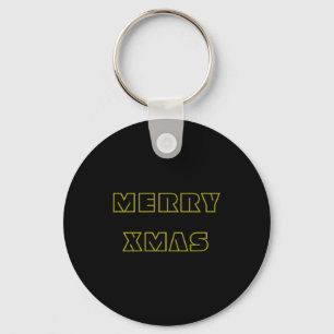 Stylish Black And Gold Merry Xmas Script Christmas Key Ring