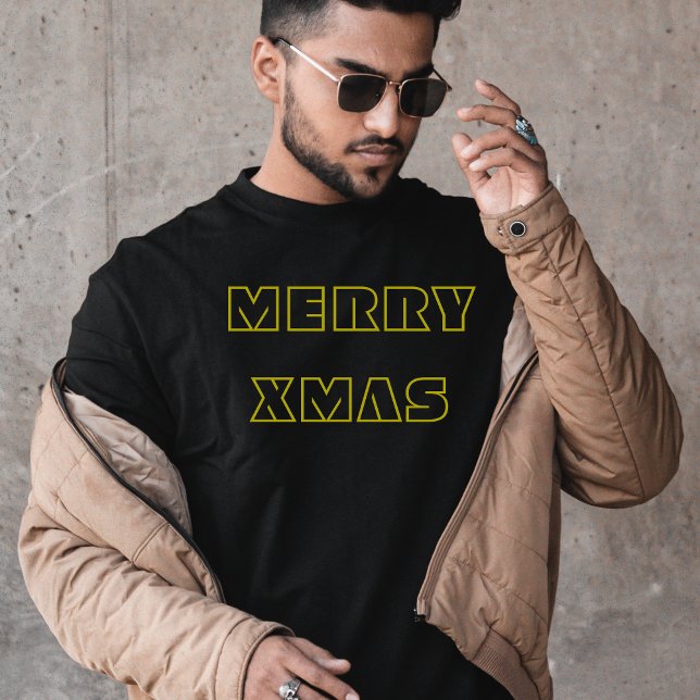 Stylish Black and gold Merry Xmas Script Christmas T-Shirt (Creator Uploaded)