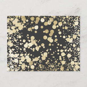 Stylish black and gold modern confetti pattern postcard