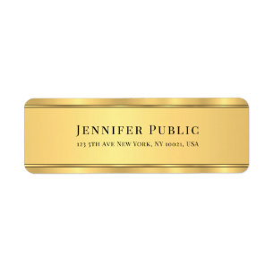 Stylish Black And Gold Modern Return Address Label