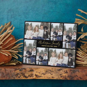 Stylish Black and Gold Six Image DIY Plaque