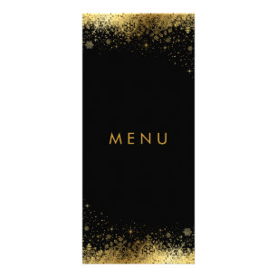 Stylish Black and Gold Snowflakes - Menu