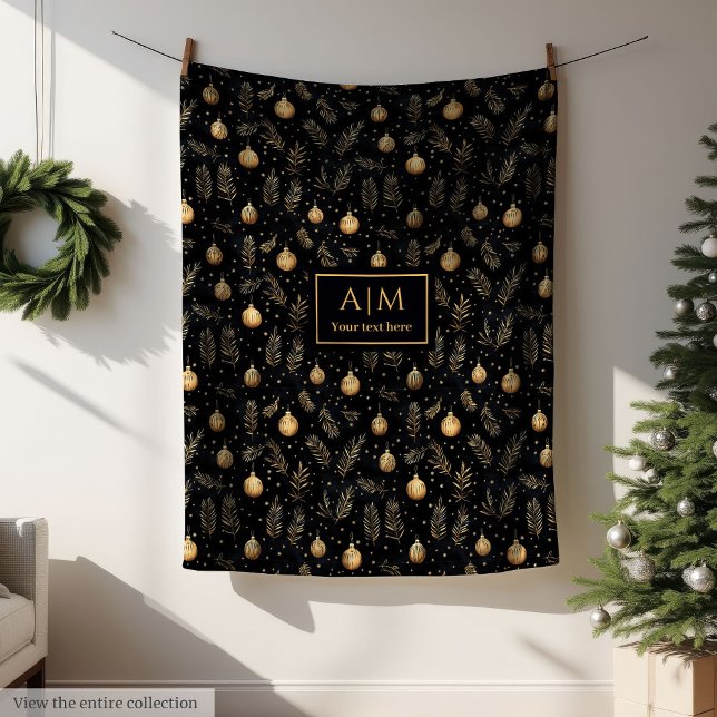 Stylish black and gold watercolor holiday blanket  (Stylish black and gold watercolor holiday blanket wrap)