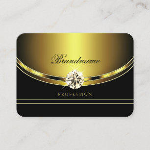 Stylish Black and Gold with Sparkling Diamonds Business Card