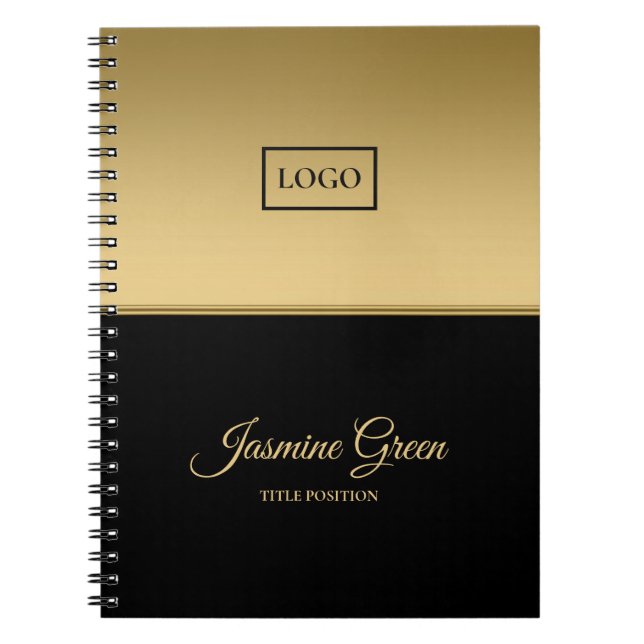 Stylish Black And Golden Background Notebook (Front)