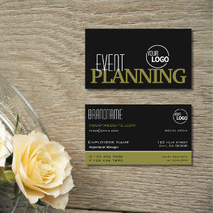 Stylish Black and Olive Green Modern with Logo Business Card