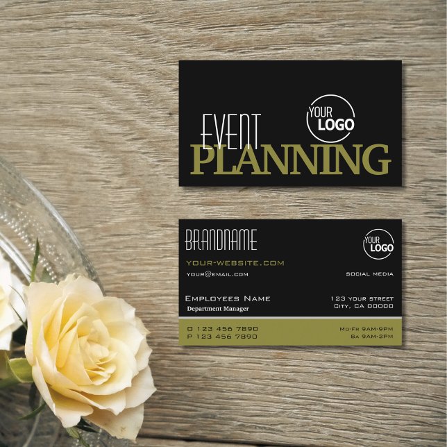 Stylish Black and Olive Green Modern with Logo Business Card (Creator Uploaded)