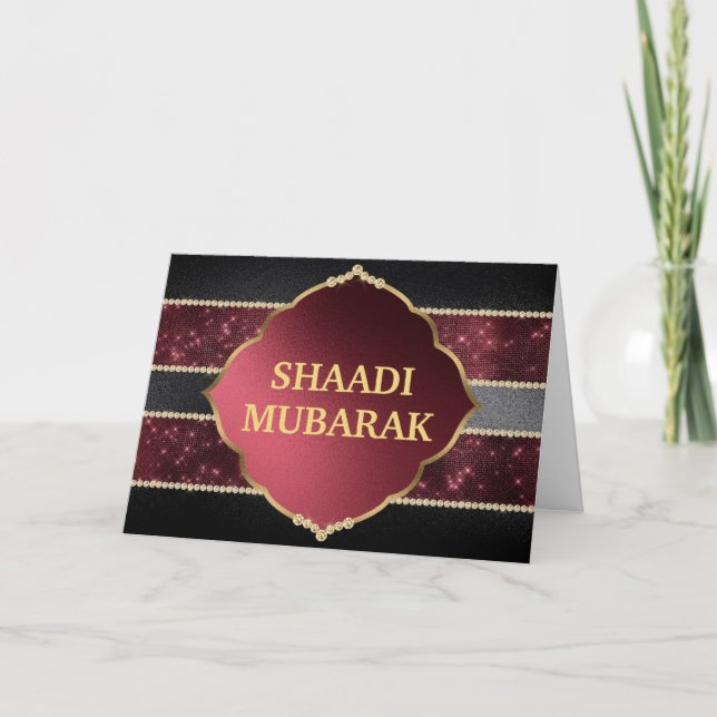 Stylish Black and Red Shaadi Mubarak Card (Front)
