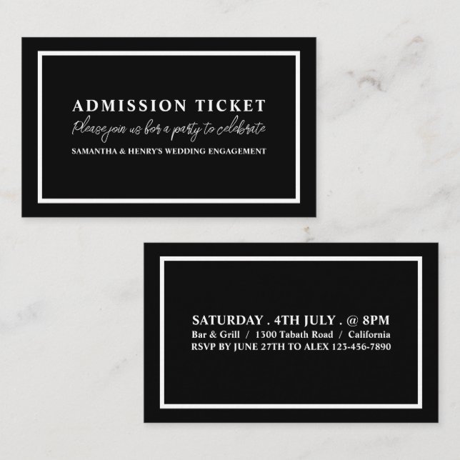Stylish Black and White, Admission Ticket (Front/Back)