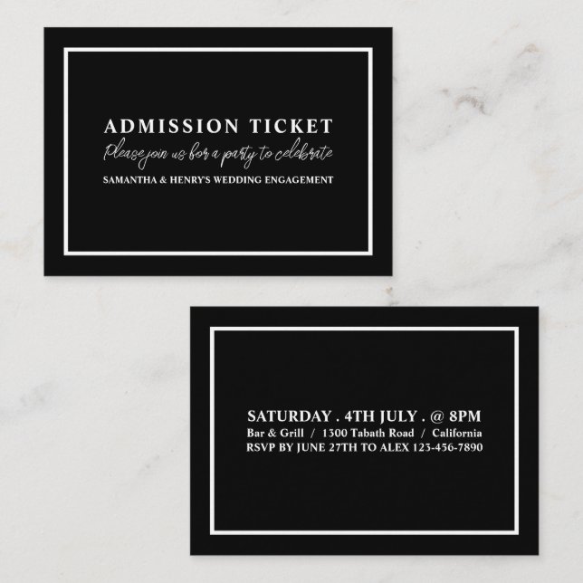 Stylish Black and White, Admission Ticket (Front/Back)
