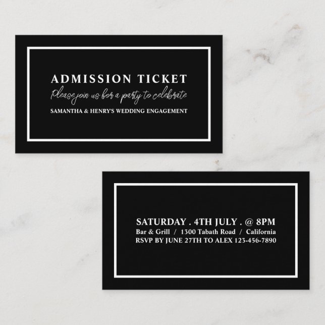 Stylish Black and White, Admission Ticket (Front/Back)