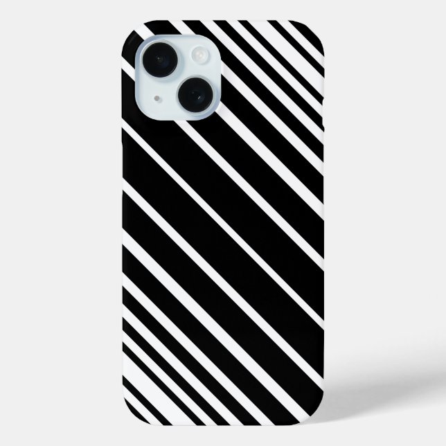 Stylish black and white diagonal stripes pattern Case-Mate iPhone case (Back)