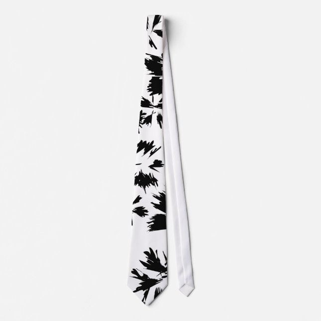 Stylish Black and White Floral Pattern. Tie (Front)