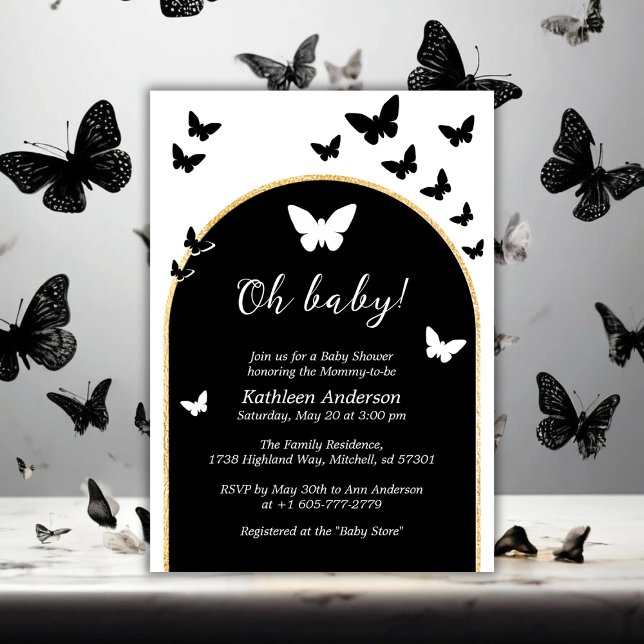 Stylish Black And White Gender Neutral Baby Shower Invitation (Stylish Black And White Gender Neutral Baby Shower Invitation)
