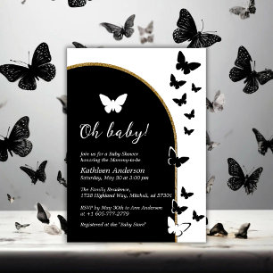 Stylish Black And White Gender Neutral Baby Shower Invitation