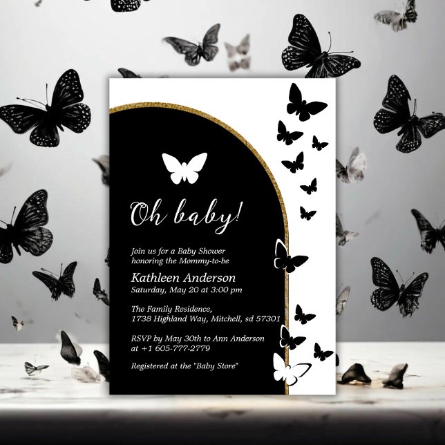 Stylish Black And White Gender Neutral Baby Shower Invitation (Stylish Black And White Gender Neutral Baby Shower Invitation)