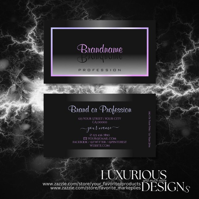 Stylish Black and White Gradient Blue Pink Frame Business Card (Creator Uploaded)