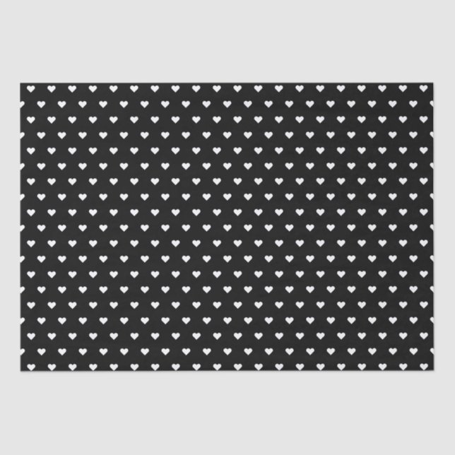 Stylish Black and White Hearts | Custom  Tissue Paper (Front)