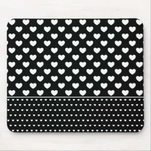 Stylish Black And White Hearts Mouse Pad
