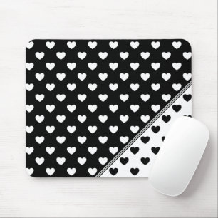 Stylish Black And White Hearts Pattern Mouse Pad