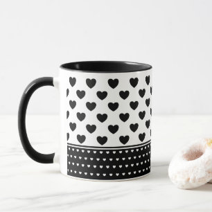 Stylish Black And White Hearts Pattern Mug