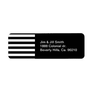 Stylish Black And White Horizontal Stripes Return Address Label