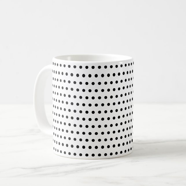 Stylish Black And White, Little Dots Pattern Coffee Mug (Front Left)