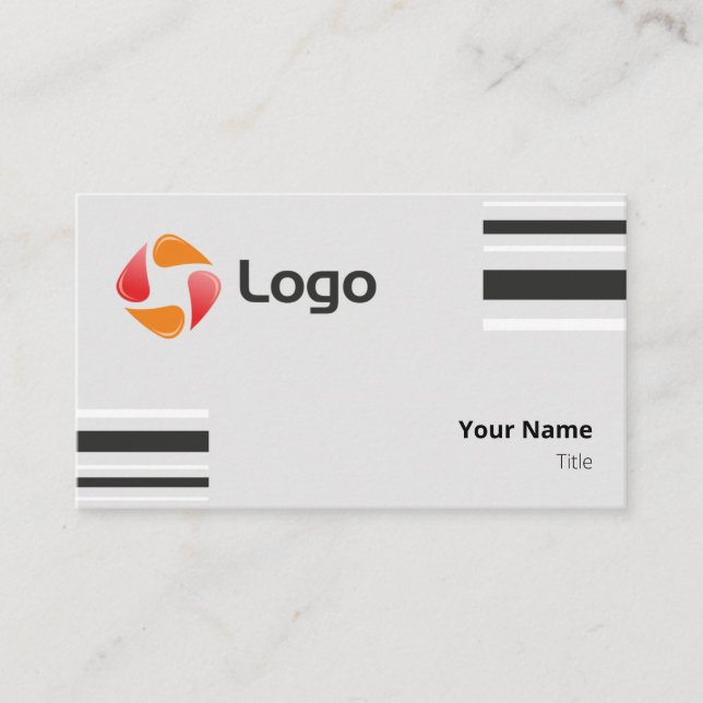 Stylish Black and White Minimal Squared Lines Business Card (Front)