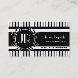 Stylish Black and White Modern Stripes Business Card