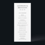 Stylish Black and White Modern Wedding Program<br><div class="desc">Elegant wedding program featuring a classic design with a simple layout.  Your names and wedding date are prominently displayed in a large traditional serif font.  The simplicity of this design is great for a formal wedding.</div>