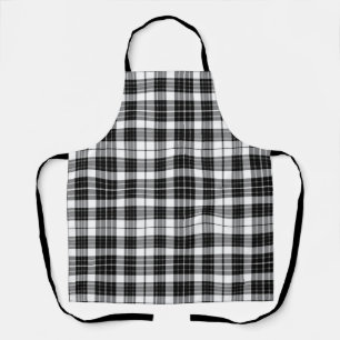 Stylish Black and White Monochrome Tartan Plaid Apron