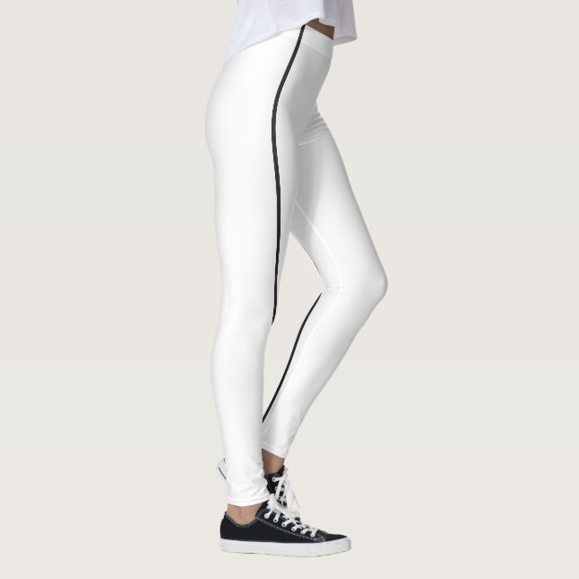 Stylish Black and White Monochrome Thin Lines Leggings (Right)