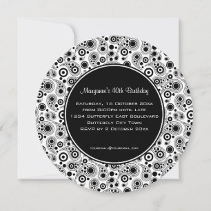 Stylish Black and White paisley style Birthday Invitation