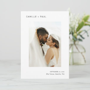 Stylish Black and White Photo Minimalist Wedding Save The Date
