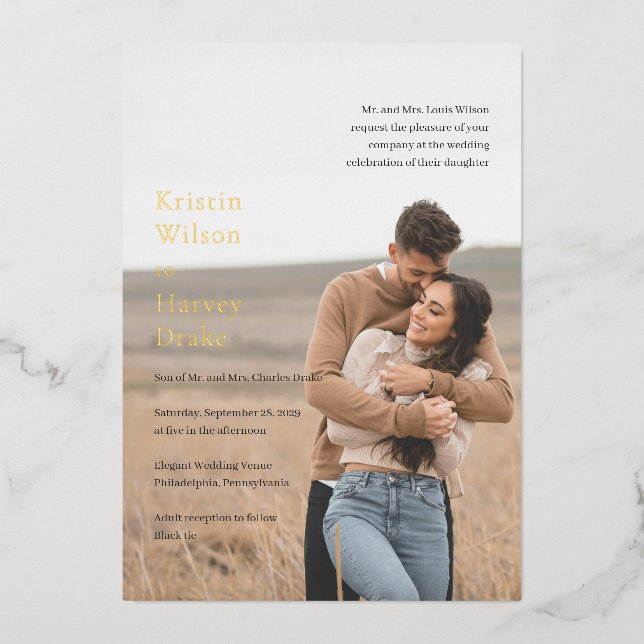 Stylish Black and White Photo Modern Wedding (Front)