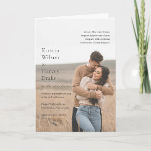 Stylish Black and White Photo Modern Wedding Invitation