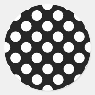 Stylish Black and White Polka Dots Pattern Classic Round Sticker