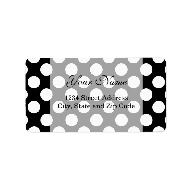 Stylish Black and White Polka Dots Pattern Label (Front)