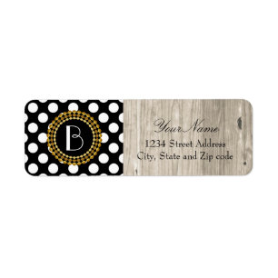 Stylish Black and White Polka Dots Pattern Return Address Label
