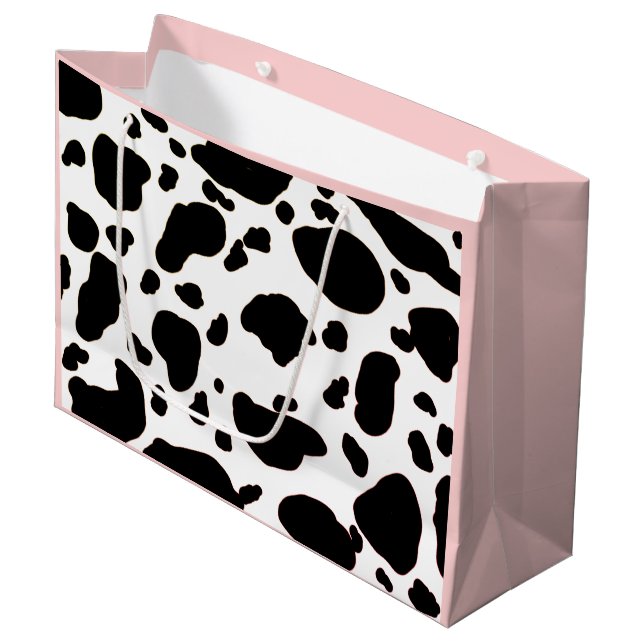 Stylish Black and White Print Pattern Pale Pink Large Gift Bag (Front Angled)