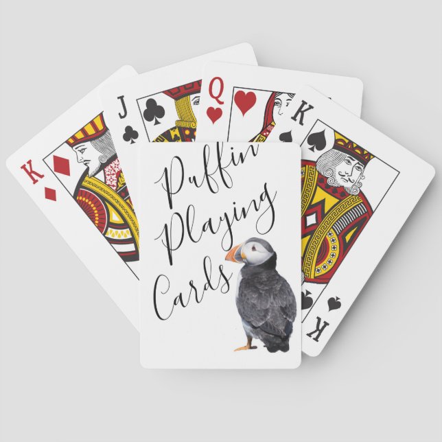 Stylish Black and White Puffin Playing Cards (Back)