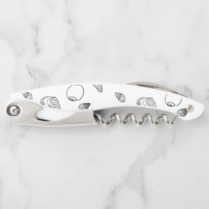 Stylish Black and White Seashells Pattern Corkscrew