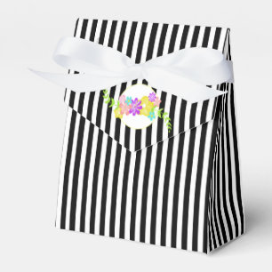 Stylish Black and White Striped Favour Gift Box