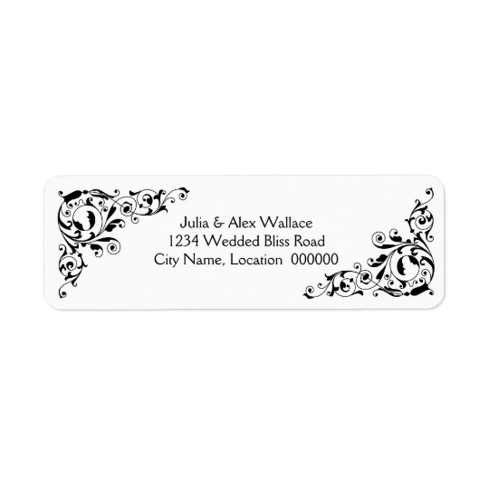 Stylish Black and White Swirls Customisable Labels