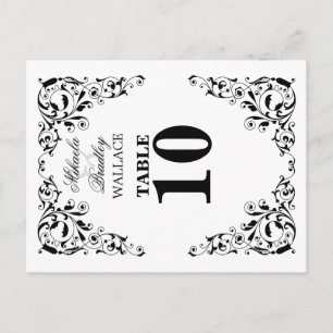 Stylish Black and White Swirls Table Number Card