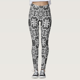 Stylish Black and White Vector Graphic Leggings